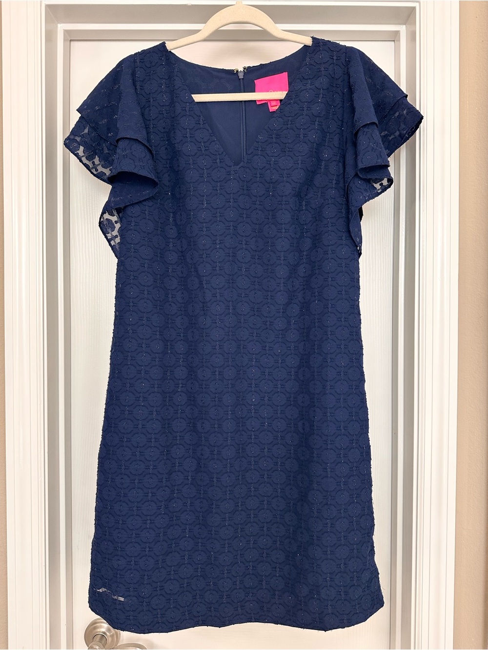 Lilly Pulitzer Navy Lace Flutter-Sleeve  Kathie Dress